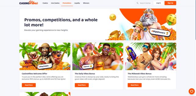CasinoVibes Homepage Desktop