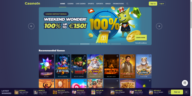 Casinoin Homepage Desktop