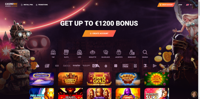 Casinonic Homepage Desktop