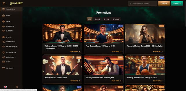 CrownPlay Casino Homepage Desktop