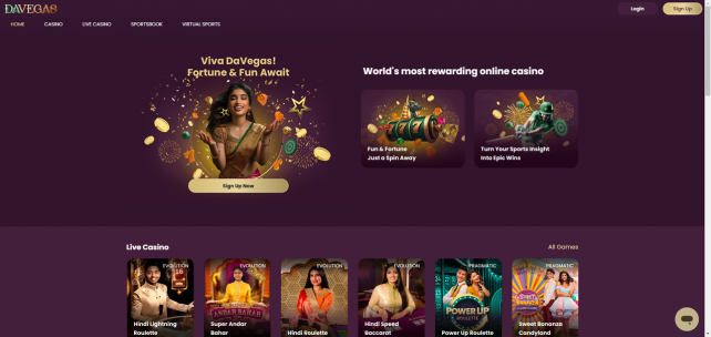 DaVegas Homepage Desktop