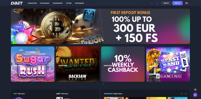 Dbet Casino Homepage Desktop