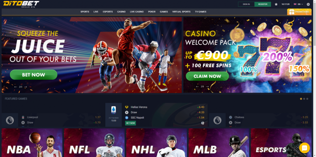 Ditobet Homepage Desktop