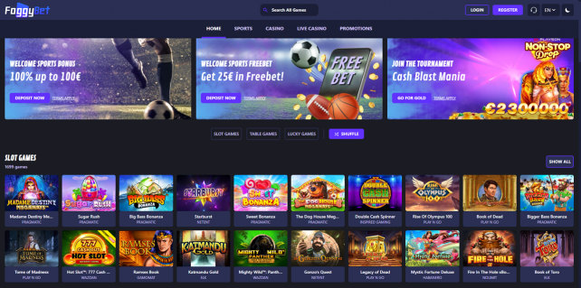 FoggyBet Homepage Desktop