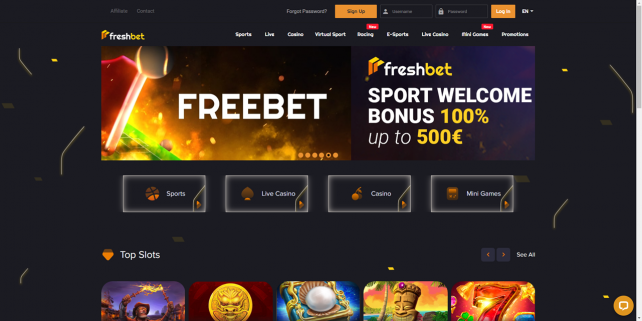 Freshbet Homepage Desktop