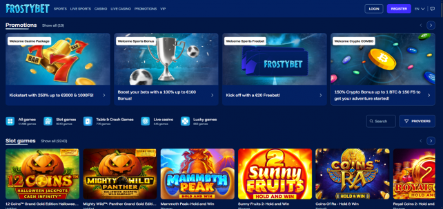 FrostyBet Homepage Desktop