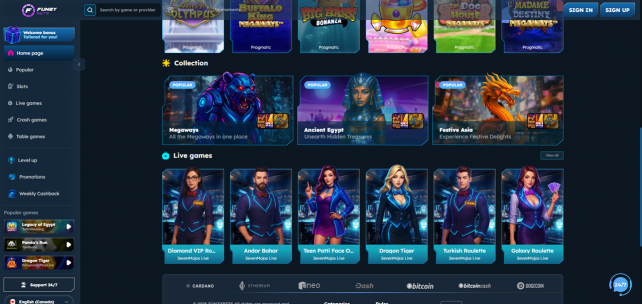 FunzyBets Homepage Desktop