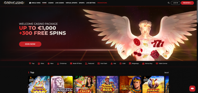 GodOfCasino Homepage Desktop