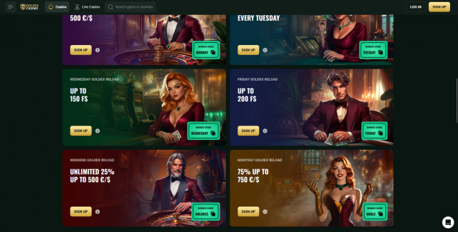 Goldex Casino Homepage Desktop