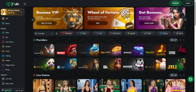 J8de Casino Homepage Desktop