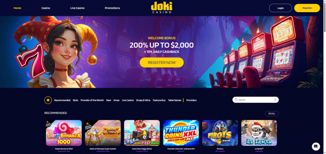 JokiCasino Homepage Desktop