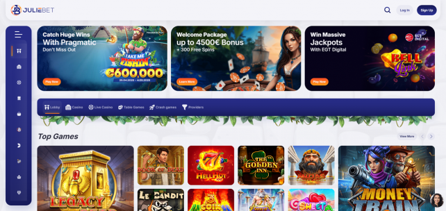 JulieBet Homepage Desktop