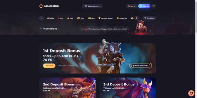 Kas.Casino Homepage Desktop