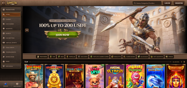 Lanista Casino Homepage Desktop