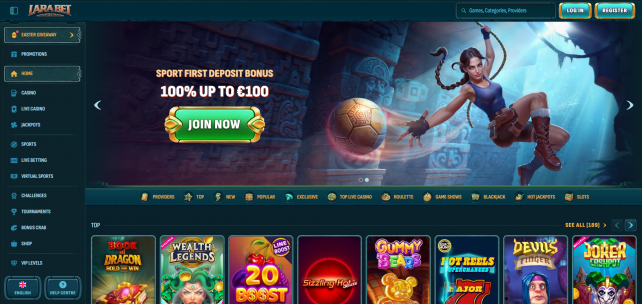 Larabet Homepage Desktop