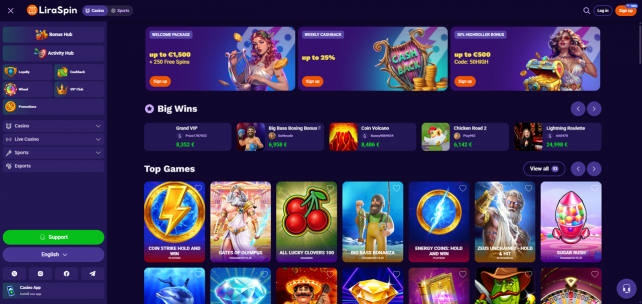 LiraSpin Homepage Desktop