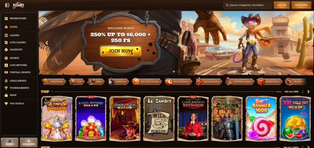 Lizaro Casino Homepage Desktop