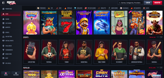 MafiaCasino Homepage Desktop