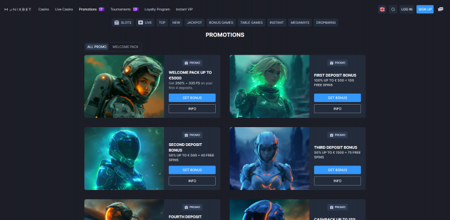 Monixbet Casino Homepage Desktop