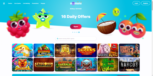 Nomini Casino Homepage Desktop