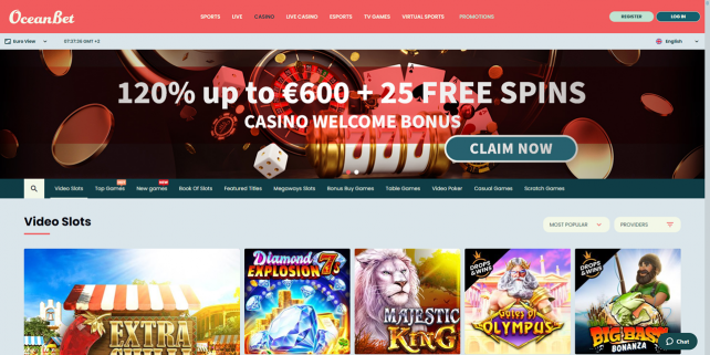 OceanBet Homepage Desktop