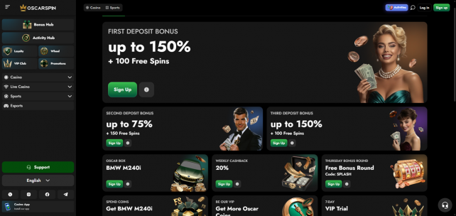Oscarspin Homepage Desktop