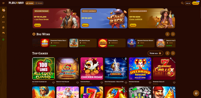 PlayJonny Homepage Desktop
