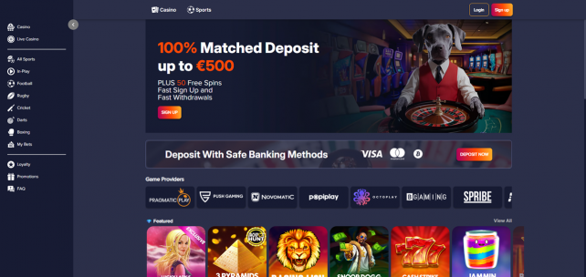 PuppyBet Homepage Desktop