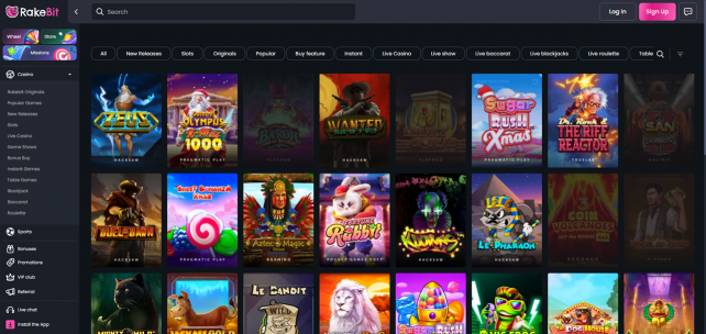 Rakebit Homepage Desktop