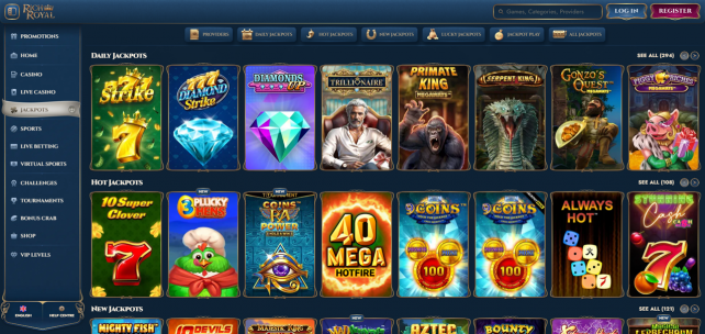 RichRoyal Casino Homepage Desktop