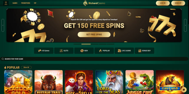 RichardCasino Homepage Desktop