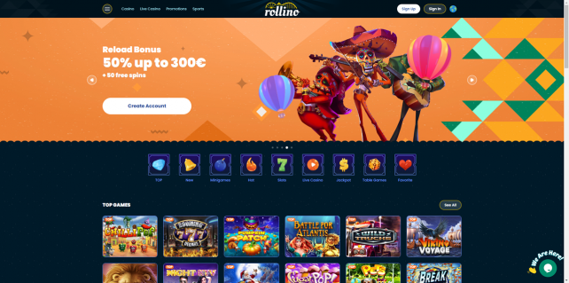 Rollino Casino Homepage Desktop