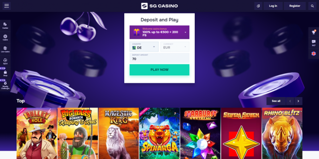 SGCasino Homepage Desktop