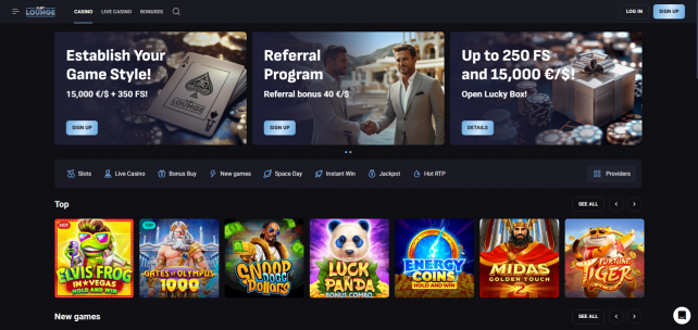 SlotLounge Homepage Desktop