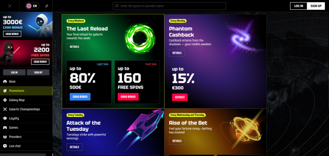 SlotsVader Homepage Desktop