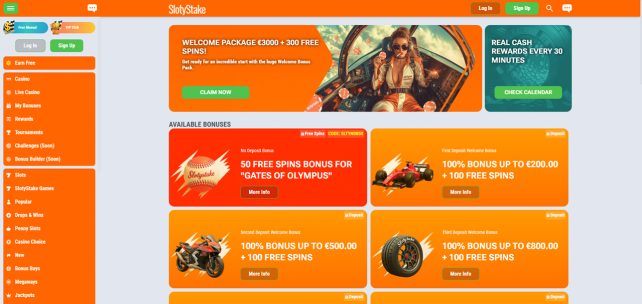 SlotyStake Homepage Desktop