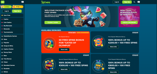 StakeMania Homepage Desktop