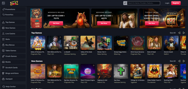 TheSlotz Casino Homepage Desktop