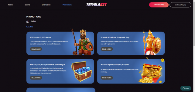 TrivelaBet Homepage Desktop