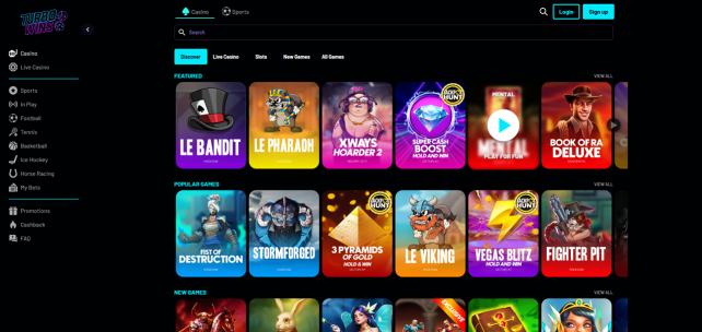 Turbo Wins Casino Homepage Desktop