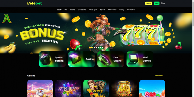 VeloBet Homepage Desktop