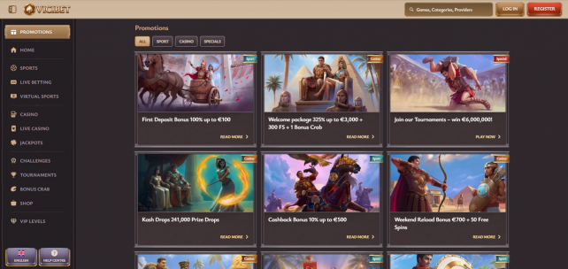 ViciBet Homepage Desktop