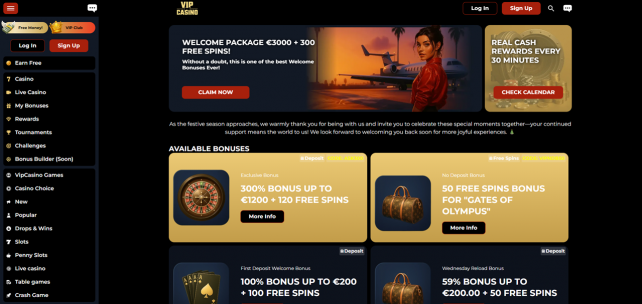 Vip Casino Homepage Desktop