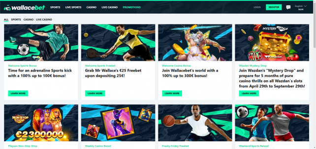 Wallacebet Homepage Desktop