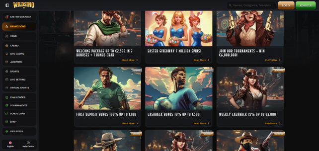 Wildsino Homepage Desktop