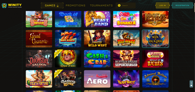 Winity Casino Homepage Desktop