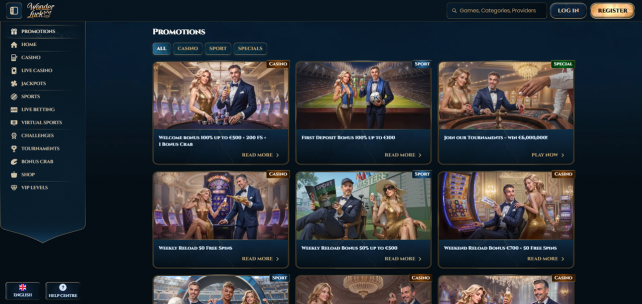 WonderLuck Casino Homepage Desktop