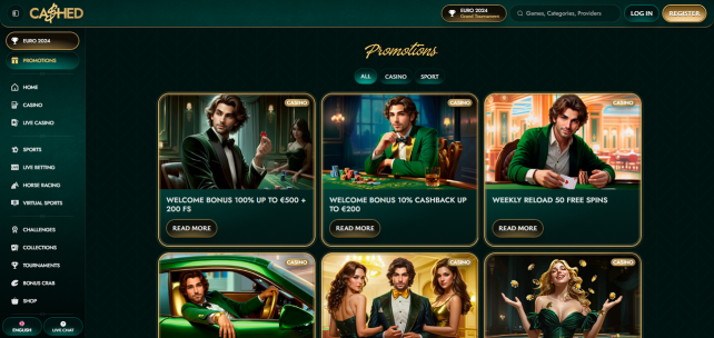 Cashed Casino Homepage Desktop