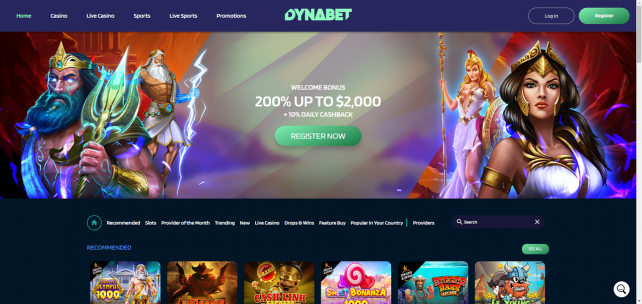Dynabet Homepage Desktop