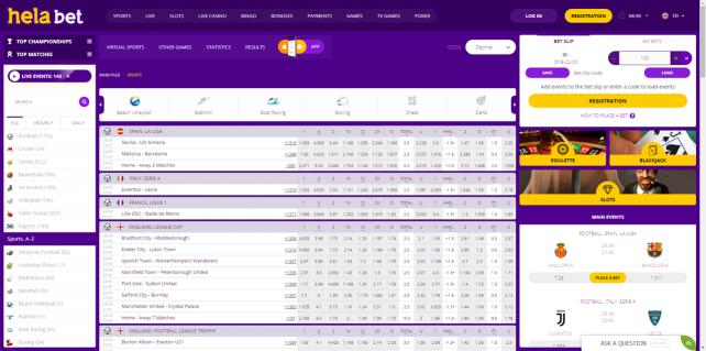 Helabet Homepage Desktop